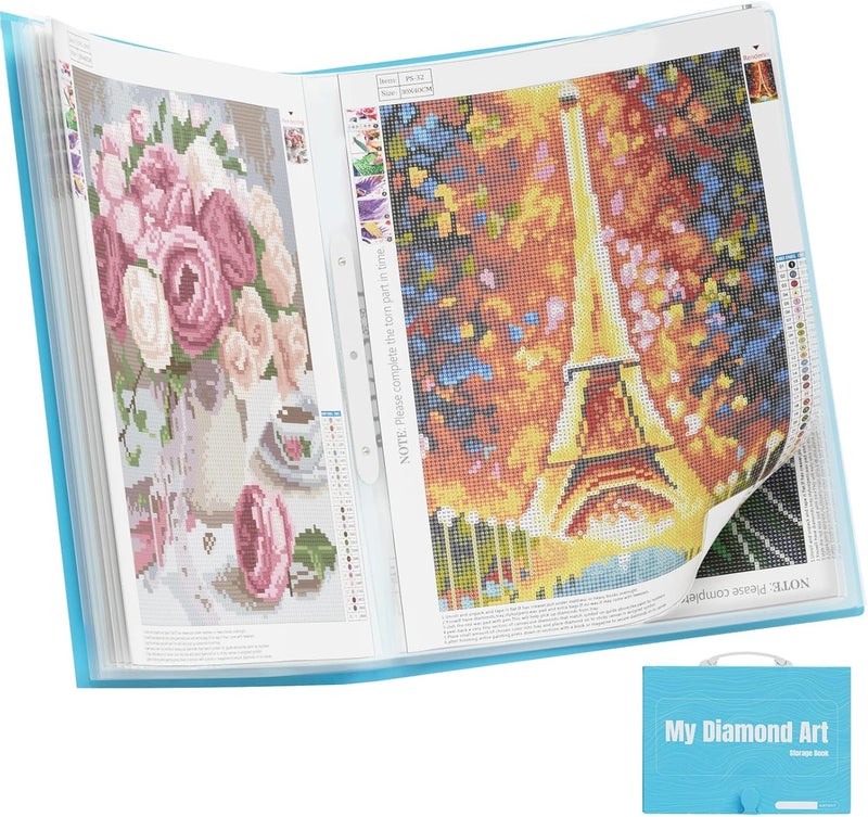 ARTDOT A3 Storage Book for Diamond Art Kits, Portfolio Folder for Diamond Painting Accessories with 30 Pocket Slevees Protectors (16.9x12.4inches) - Image 1
